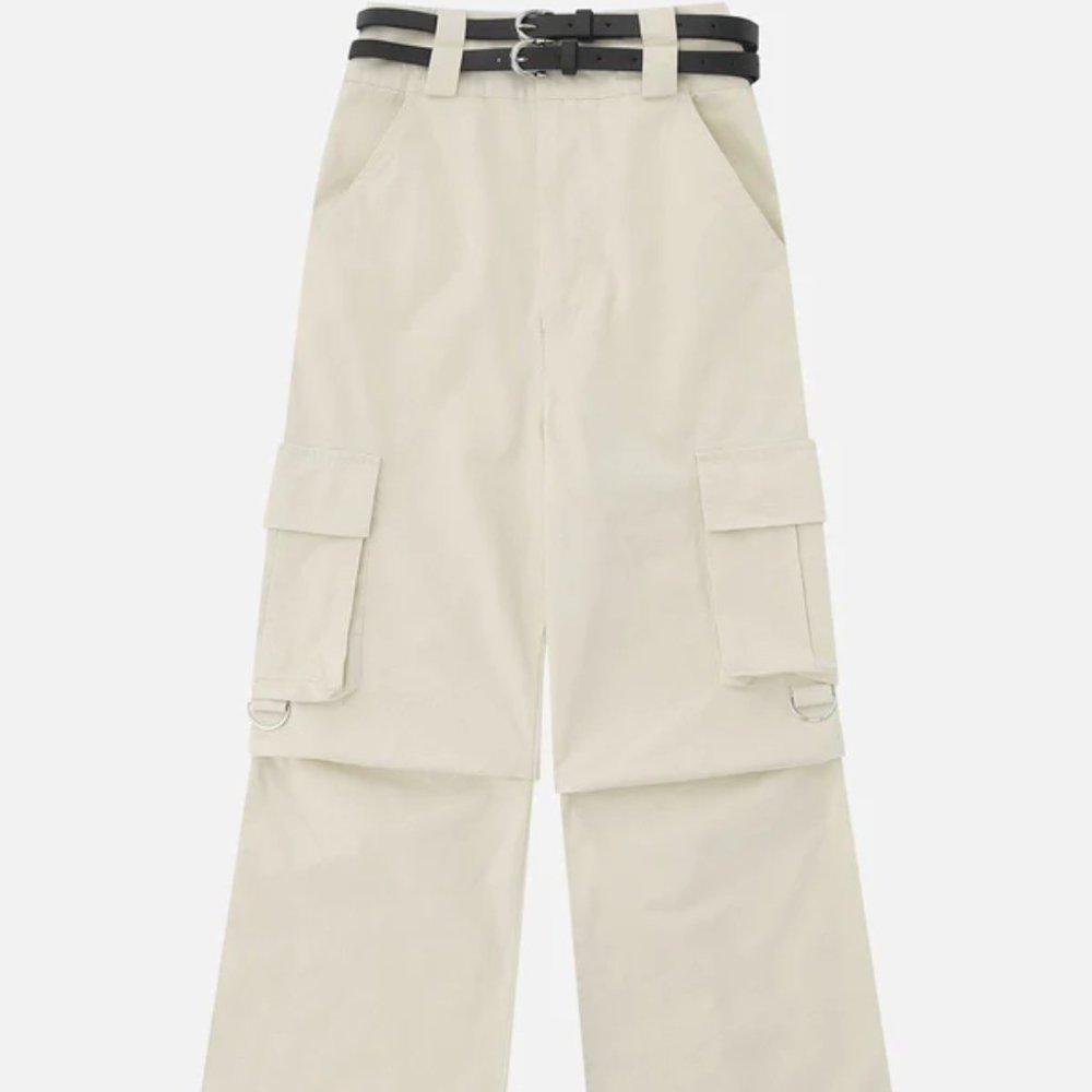 Double Belt Wrinkle Cargo Pants
